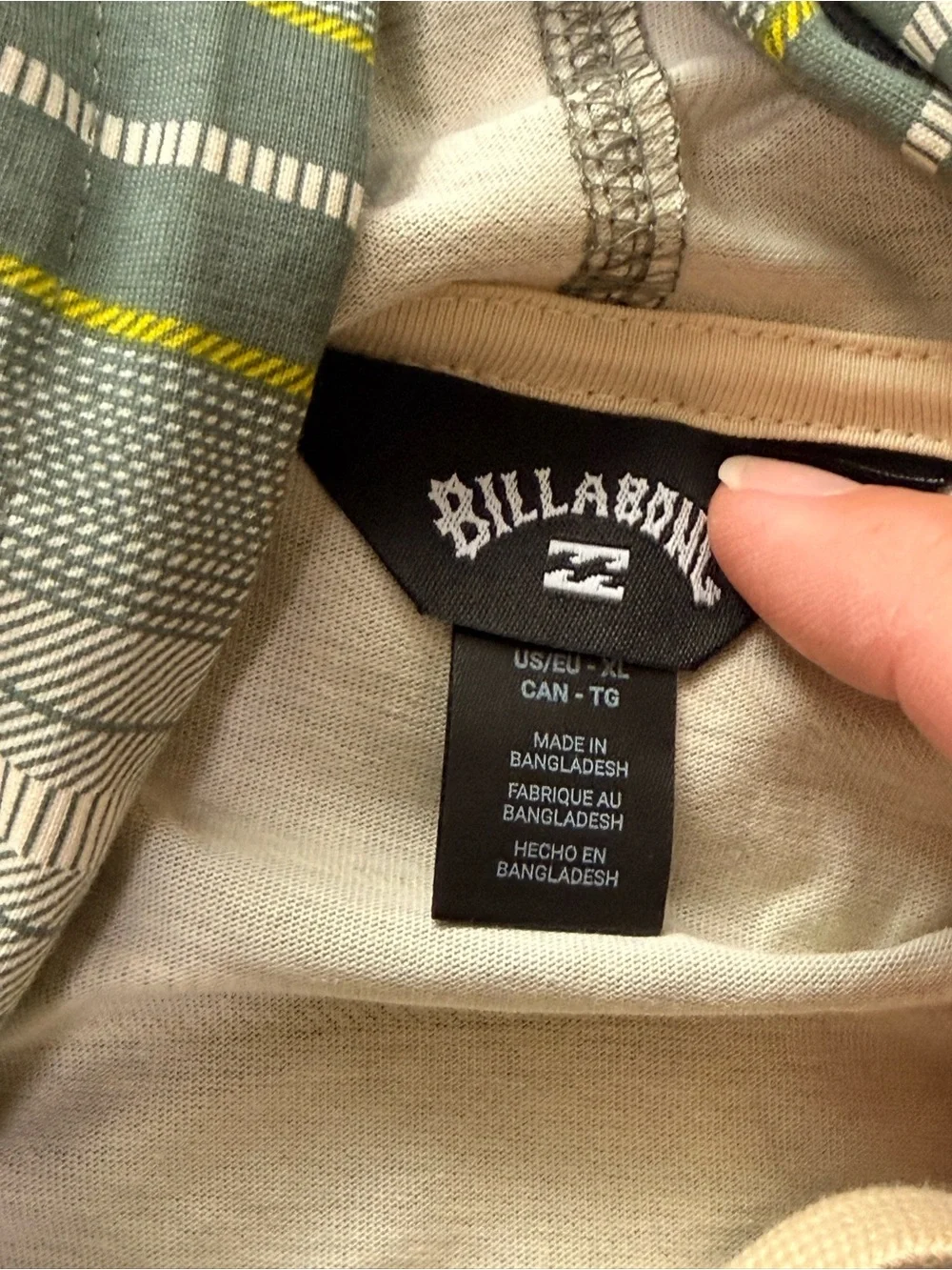 Billabong Olive Green & Yellow Striped Hooded Pullover NWT